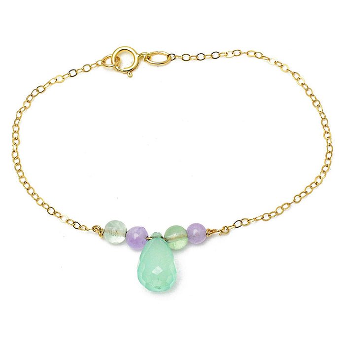 ROSE DE FRANCE AND TEAL CHALCEDONY BRACELET