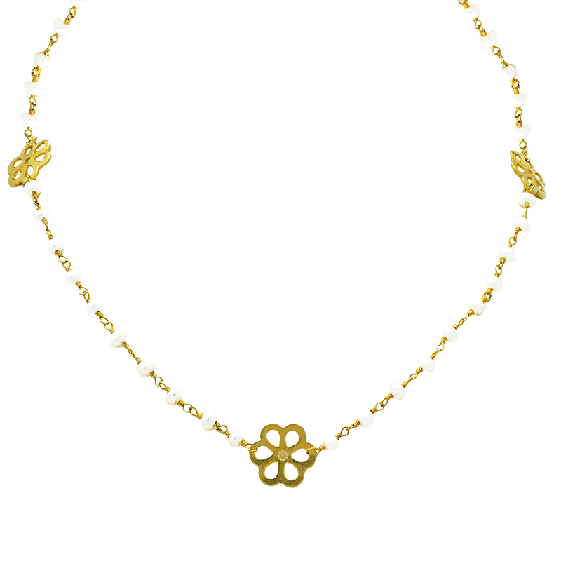 TRULA PEARL DAISY NECKLACE